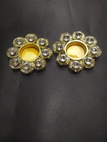 gold stone diya